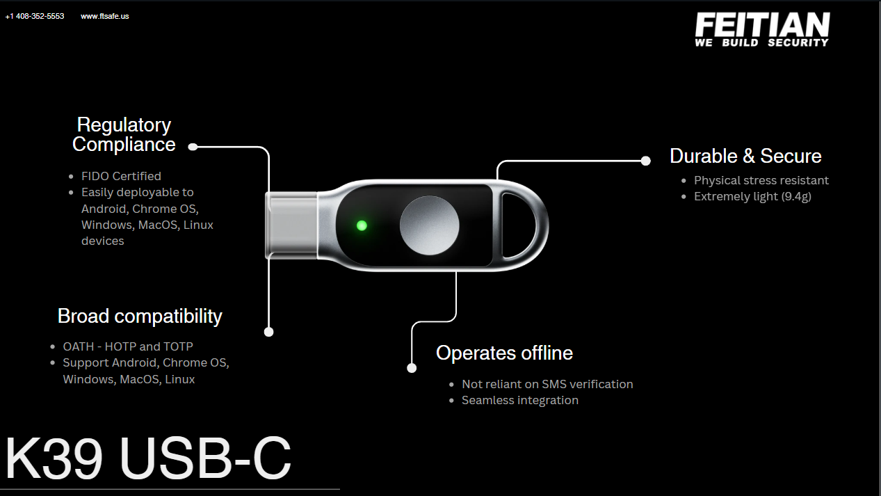 ePass FIDO2 FIDO U2F USB-C Security Key | K39