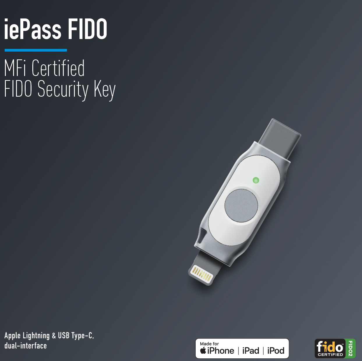 K44 USB-C + Lightning PIV Security Key