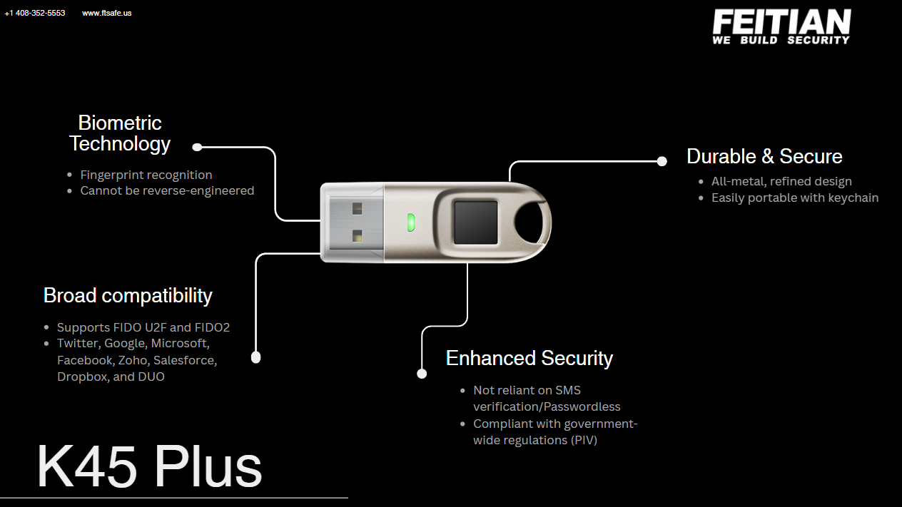 K45+ Biometric PIV Security Key